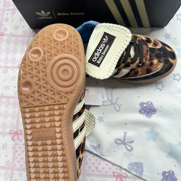 adidas x Wales Bonner Samba Leopard Print Pony Hair Low-Top Sneakers - Picture 8 of 11
